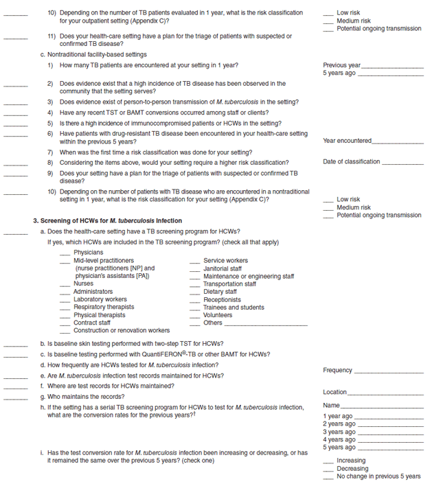 Appendix B. (Continued) Tuberculosis (TB) risk assessment worksheet